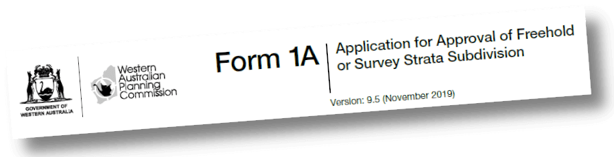 Subdivision application form 1A Perth Western Australia.